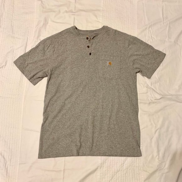 CARHARTT grey oversized button up tee with side pocket - Picture 1 of 3